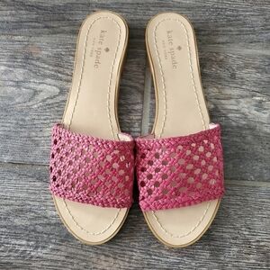 NEW KATE SPADE Berlin Pink Woven Slides Sandals